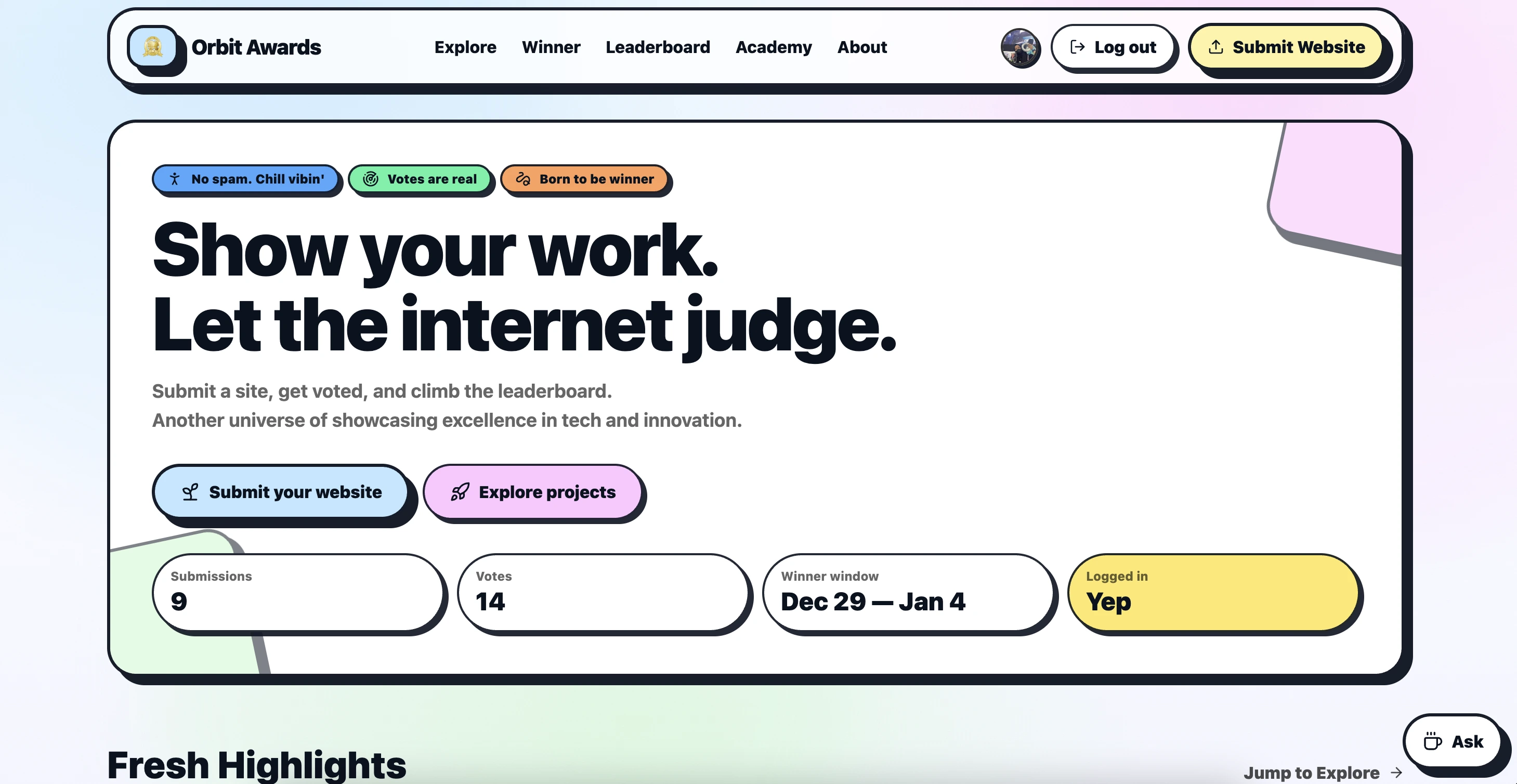 Orbit Awards screenshot