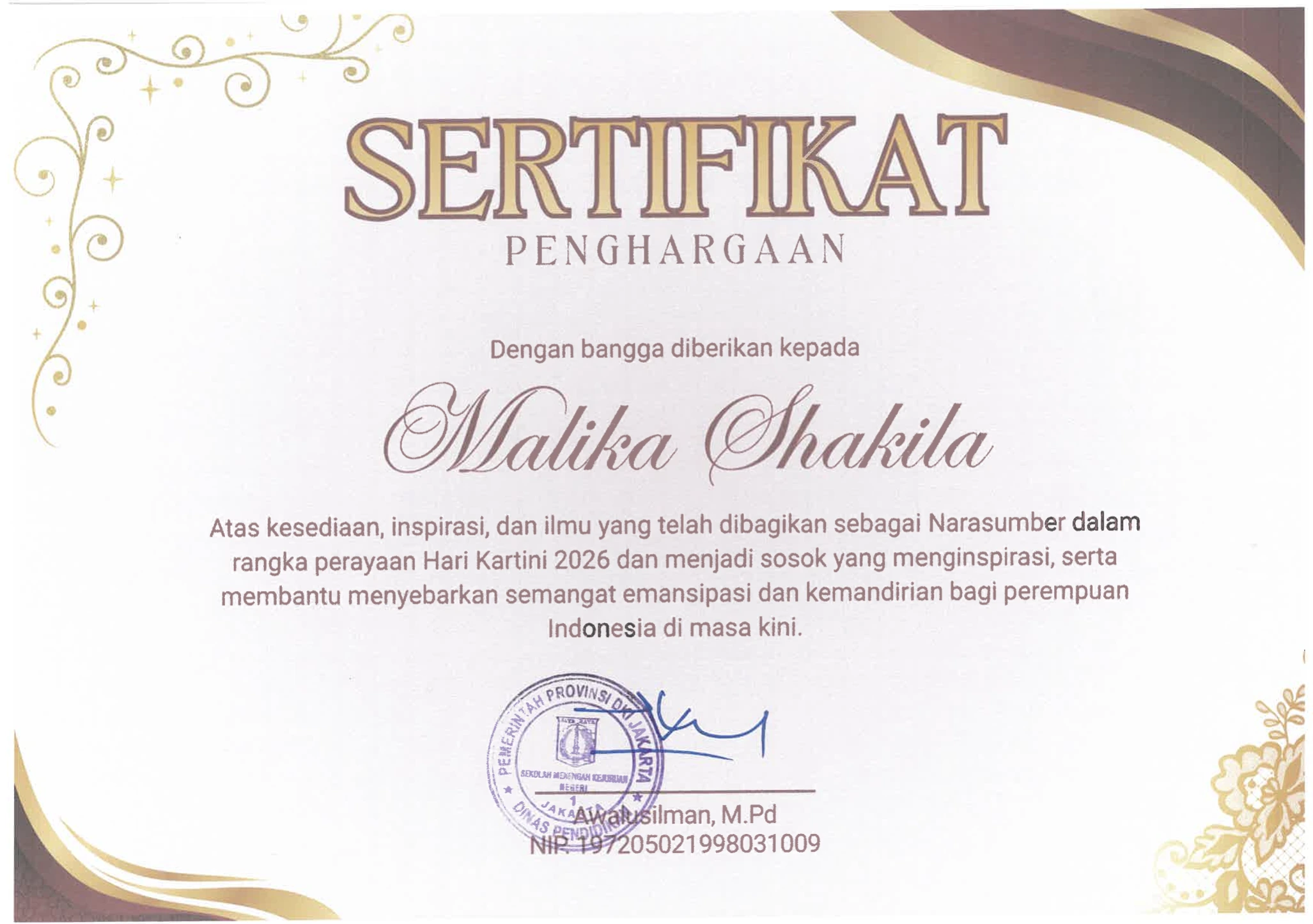 Motivational Speaker - Women's Empowerment & Independence trophy
